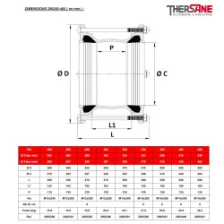Dimensions dn250-400 Manchon fonte à serrage extérieur pour tubes rigides