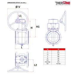 Dimensions DN150 Robinet à boisseau conique fonte XOMOX revêtu PFA