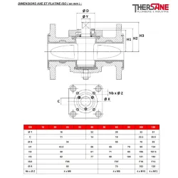 Dimensions platines Robinet à boisseau conique fonte XOMOX revêtu PFA