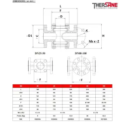 Dimensions Regard de coulée fonte XOMOX revêtu PFA antistatique