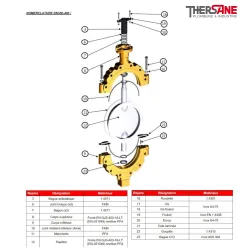 Nomenclature dn350-400 Robinet papillon WAFER XOMOX corps fonte revêtu PFA