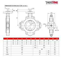 Dimensions platines Robinet papillon WAFER XOMOX corps fonte revêtu PFA