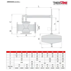 Dimensions Robinet fonte à flotteur inox équilibre