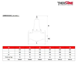 Dimensions Réducteur stabilisateur de pression à membrane