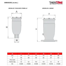 Dimensions Ventouse triple fonction fonte avec protection anti-belier CSA LYNX RFP