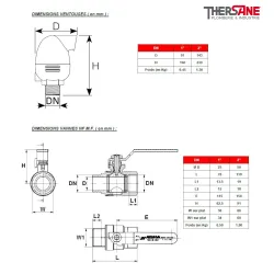 Dimensions Ventouse triple fonction composite avec robinet d'arret et bride