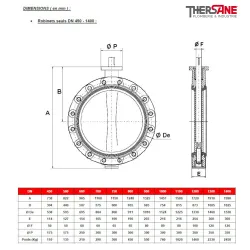 Dimensions robinet seul dn450-1400 Robinet papillon à oreilles taraudées corps fonte / inox manchette EPDM ACS