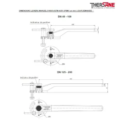 Dimension levier manuel Robinet papillon à oreilles taraudées corps fonte / inox manchette EPDM ACS