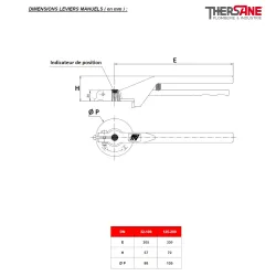 dimensions leviers manuels Robinet à papillon à oreilles de centrage gamme excellence TTV