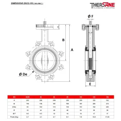 Dimensions dn 32-150 Robinet à papillon à oreilles taraudées gamme excellence TTV NF rob-gaz