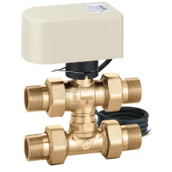 Vanne droite 3 voies pour C.I.C. avec té et raccords 1/2" livrée avec moteur électrique 3 points