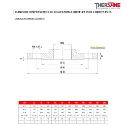 DIMENSIONS BRIDES Compensateur de dilatation métallique à soufflet inox 321 à brides PN16