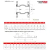 DIMENSIONS Compensateur de dilatation industriel TEGUFLEX® entraxe 130mm EPDM ACS à brides ROUGE-BLANC