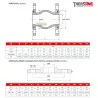 DIMENSIONS Compensateur de dilatation industriel TEGUFLEX® entraxe 130mm EPDM haute température à brides ROUGE-ROUGE