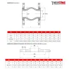 DIMENSIONS Compensateur de dilatation industriel TEGUFLEX® entraxe 130mm nitrile hydrogéné (HNBR) à brides DOUBLE JAUNE