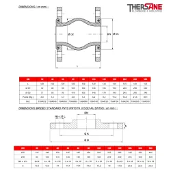 DIMENSIONS Compensateur de dilatation industriel TEGUFLEX® entraxe 130mm CSM à brides VERT