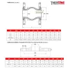 DIMENSIONS Compensateur de dilatation industriel TEGUFLEX® entraxe 130mm NBR ALIMENTAIRE à brides BLANC