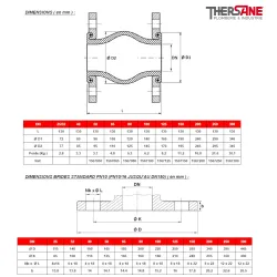 DIMENSIONS Compensateur de dilatation industriel TEGUFLEX® entraxe 130mm FKM à brides VIOLET