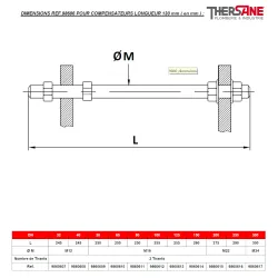 DIMENSIONS Kit limiteur d'écartement entraxe 130mm pour modèle 1551 et 1506 acier 2 tirants à brides EN1092-1 PN10