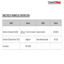 Directive et normes de construction ESM 85 - Electrovanne laiton à membrane assistée NF
