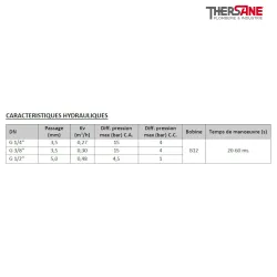 Caractéristique hydrauliques EST 93 - Électrovanne laiton FIOUL à commande directe NF
