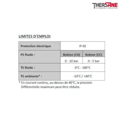 Limite d'emploi ESV 90 - Électrovanne vapeur à commande assistée NF
