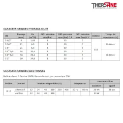 Caractéristique hydrauliques et electriques ESV 90 - Électrovanne vapeur à commande assistée NF