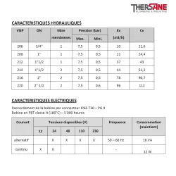 Caractéristiques VNP - Electrovanne de décolmatage