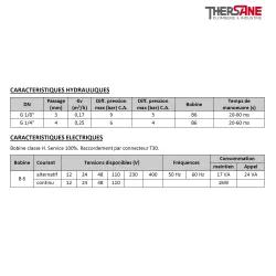 Caractéristiques EV 66 - Électrovanne laiton 2/2 mini à commande directe NF