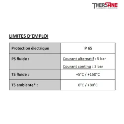 Limite d'emploi ECM 93 - Electrovanne laiton à commande manuelle 1/2'' NF