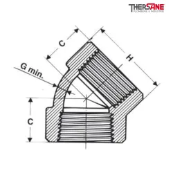 Plan Coude 45° S3000 A105N NPT femelle