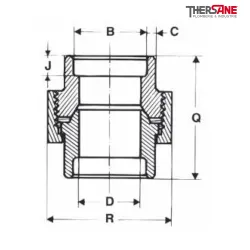 Plan raccord union Série 3000 A105N SW (socket welding) Femelle